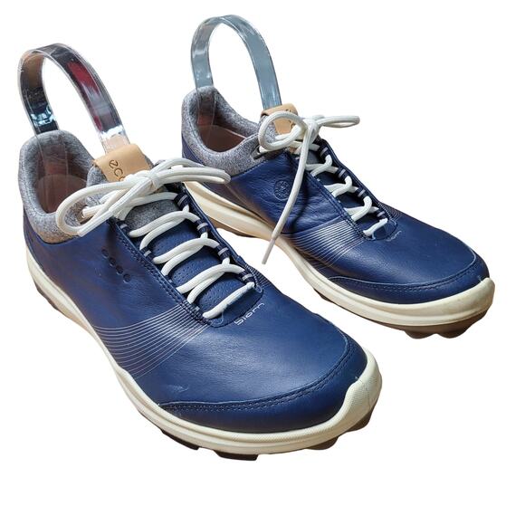 Ecco Biom Gore Tex Blue Leather Lace Up Golf Shoes Women's Size 9 Extra Width - Picture 2 of 15